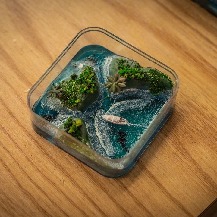 Resin Art Gift For Birthday - جزيرة فارو الصغيرة المصنوعة يدويًا، منحوتة