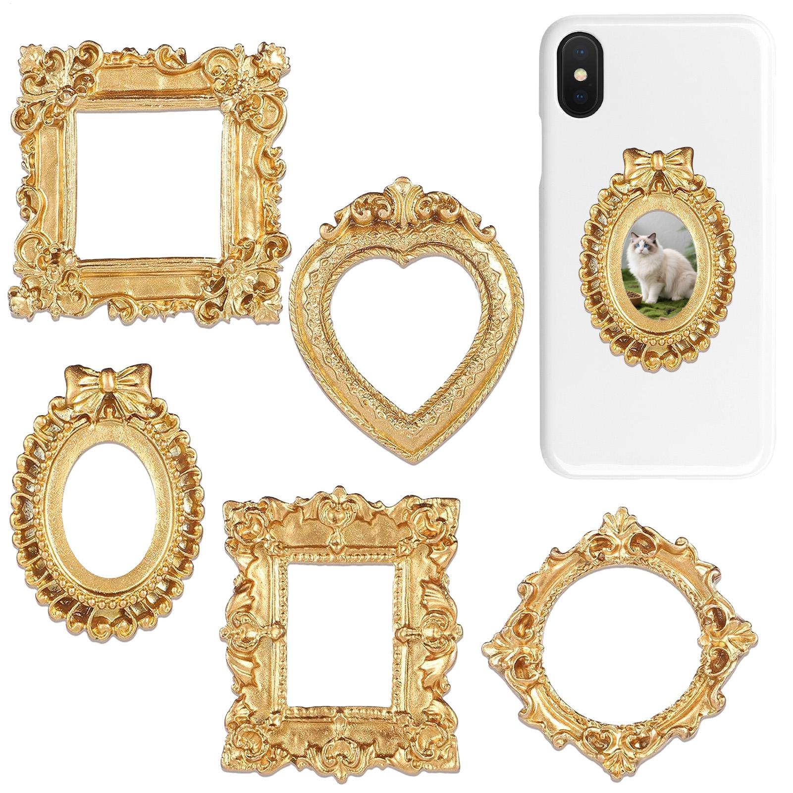 Resin Art Photo Frame - 5/9 قطع إطارات صور ذهبية عتيقة،