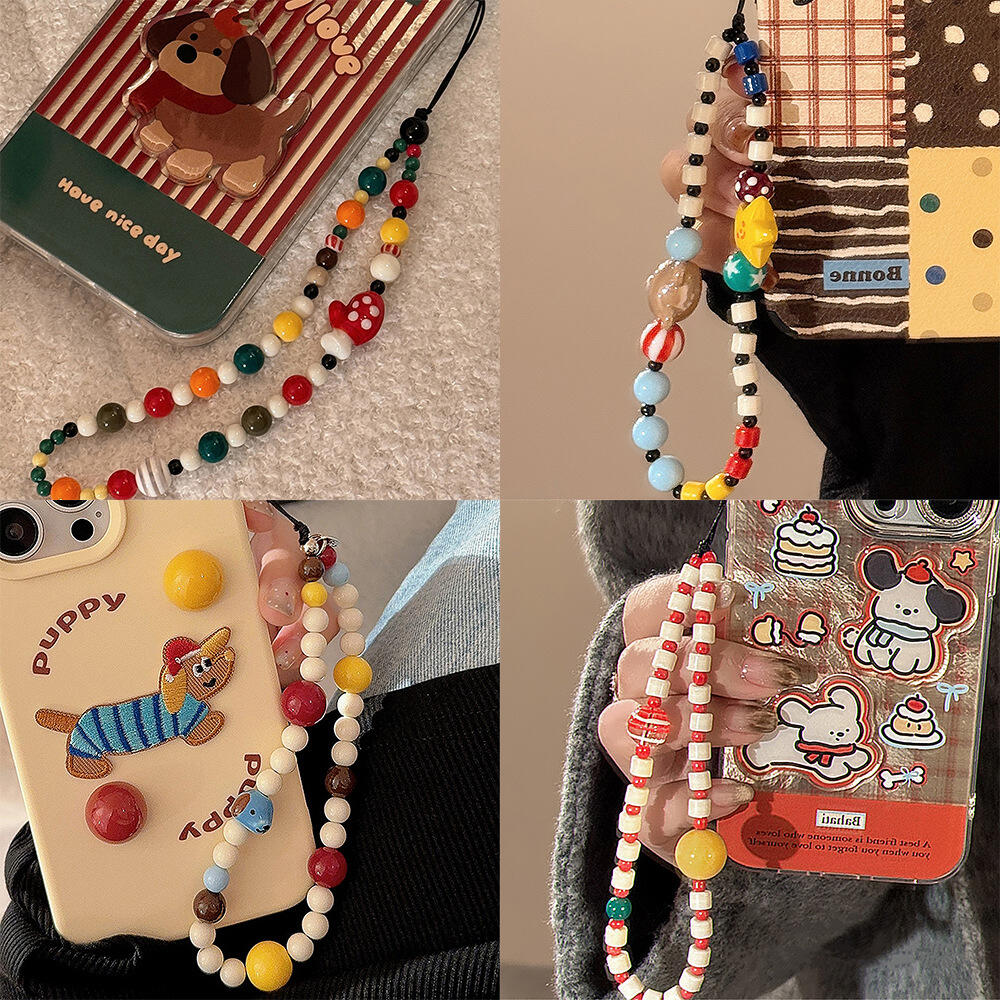 Resin Art Phone Case - لطيف الكلب الدب الجبن قلادة سلسلة