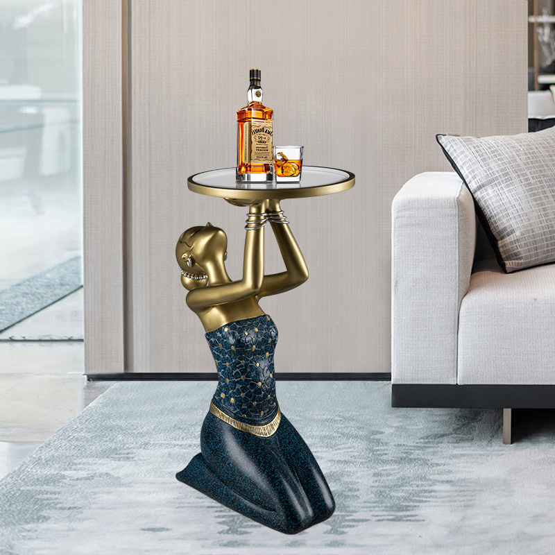 Resin Art Floor - تمثال فتاة راكعة من الراتنج مع