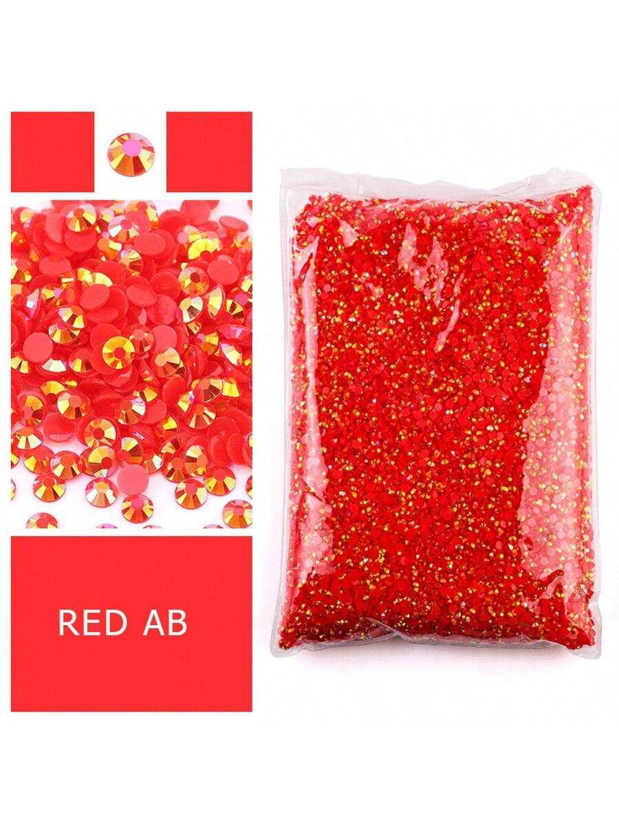 Resin Art Quantity - أحجار الراين الراتنجية الحمراء المسطحة، غير