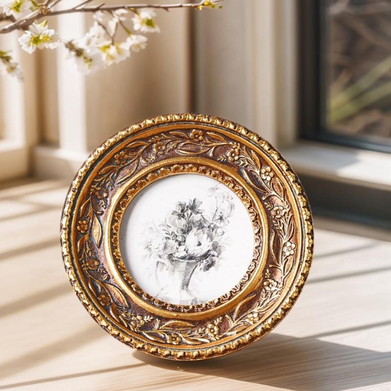 إطار صورة دائري ذهبي برونزي عت - مراجعة Resin Art Photo Frame وسعره