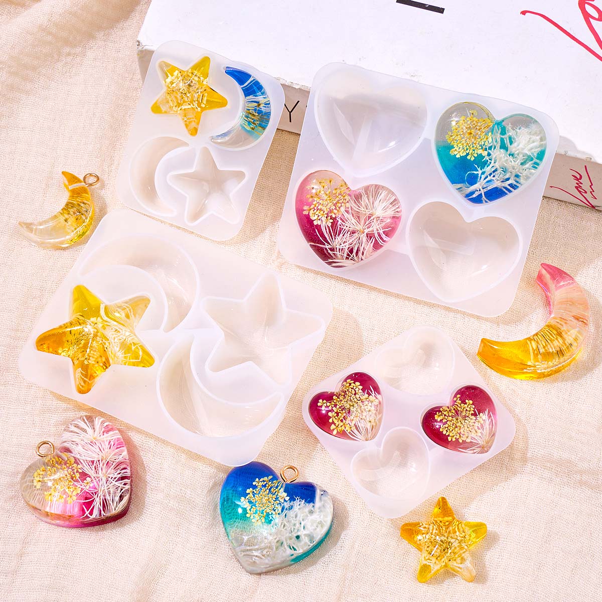 قالب سيليكون على شكل قلب ونجمة - مراجعة Resin Art Jewellery وسعره