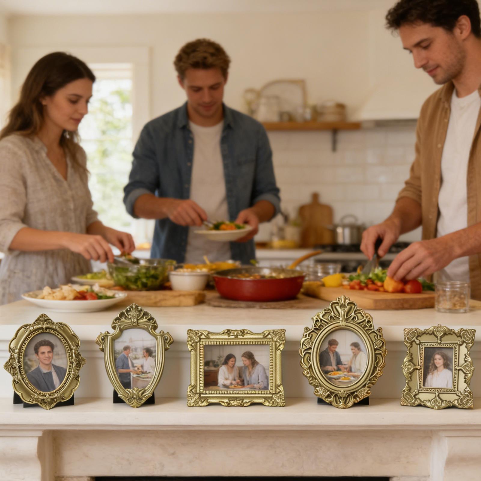 5/9 قطع إطارات صور ذهبية عتيقة - مراجعة Resin Art Photo Frame وسعره
